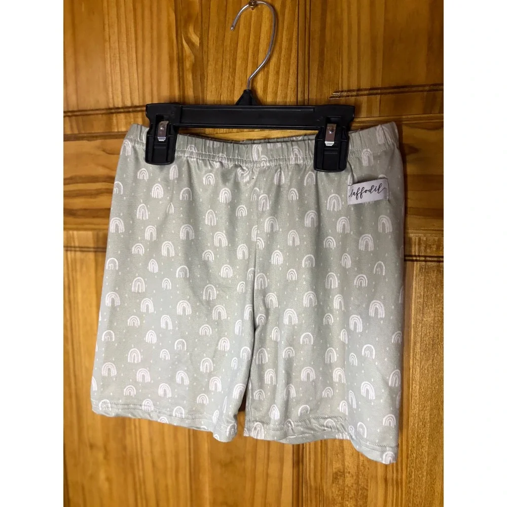 Daffodil Kids Princess Print Dress and Rainbow Shorts Set Sage Green 8Y